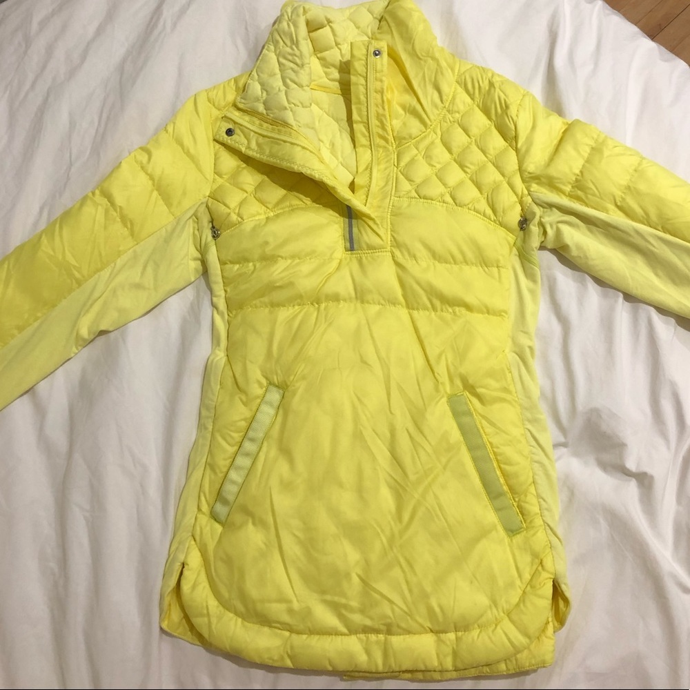 Yellow LuLu Lemon pullover down jacket